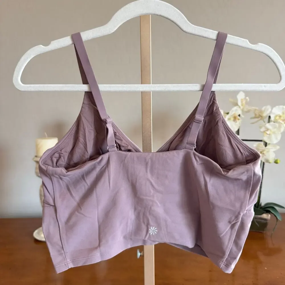 Athleta Cinch Longline Bra Floral Mauve Lavender M - Picture 4 of 8